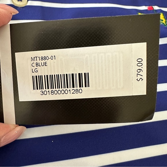 🆕 Masters Tech Golf Polo Royal Blue/ White Striped Sz L Augusta - Picture 9 of 16